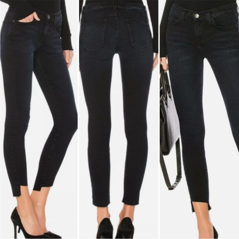 Current/Elliott High Waisted Stiletto Skinny Jeans Blue Ridge Uneven Hem Size 28